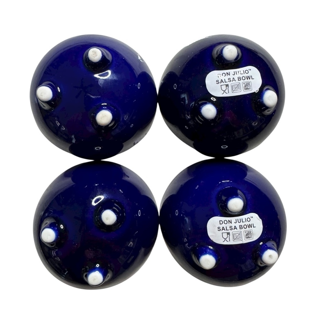 Set of Four Don Julio Small Blue White Salsa Bowls Hand Painted - Picture 2 of 3